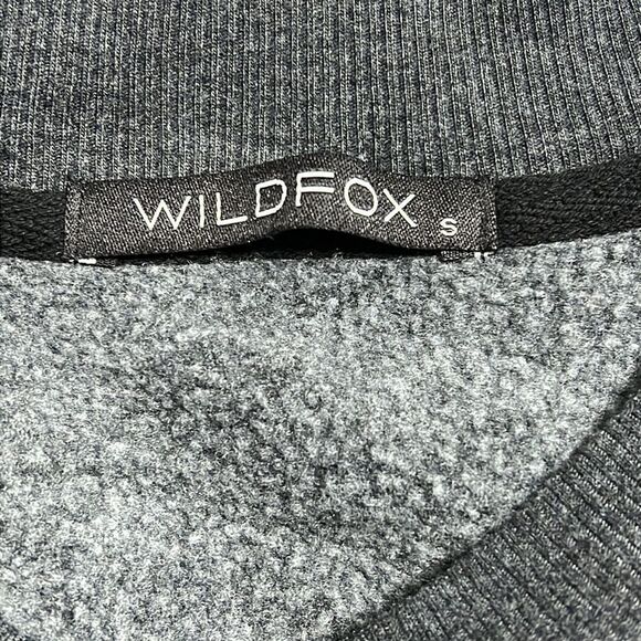 WILDFOX Monte My Date Pizza Crop Raw Edge Hem Raglan Sleeve Pullover Crewneck - Picture 7 of 9